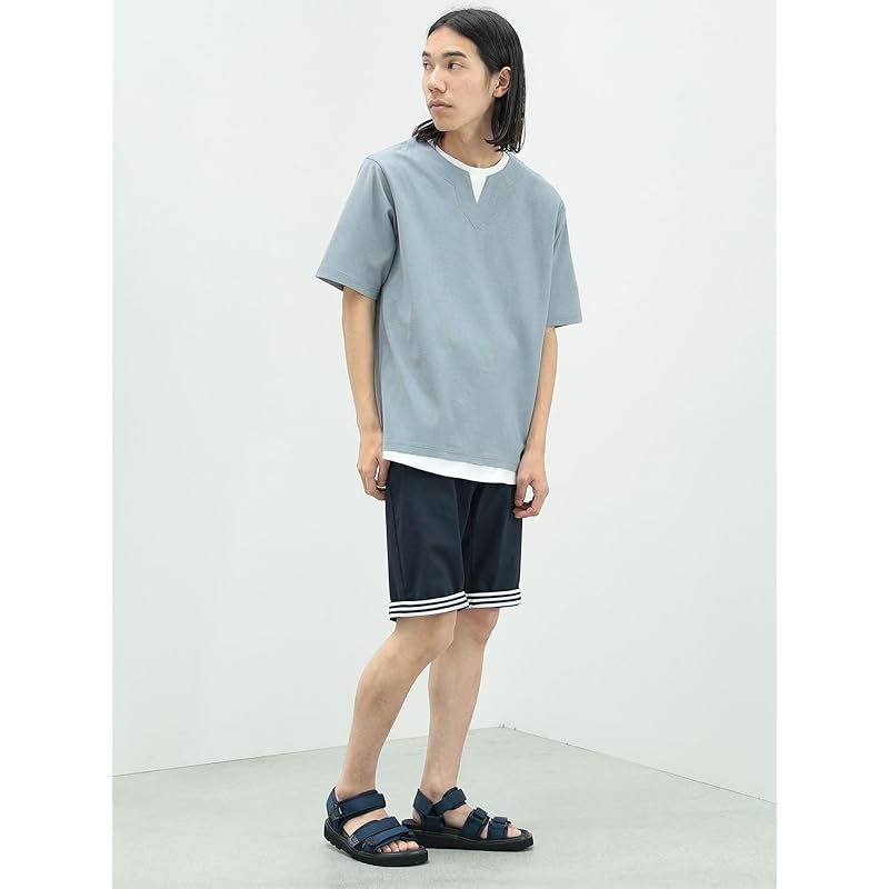 [Beams Heart] Absorbs Water and Dries Quickly, Cool To the Touch S/S TEE Slit Neck Fake Layer T-shirt Men's SMOKE_BLUE M 42040331286