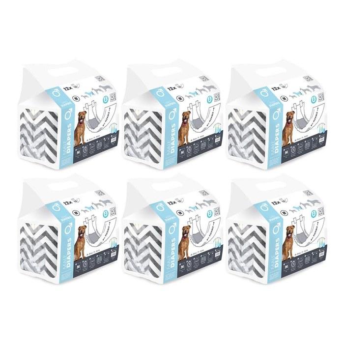 [M-PETS] Dog Diapers Male Wrap – Super Absorbent, Size M (6-pack)