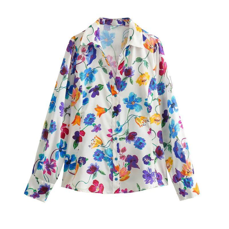 Kaslead Fashion All-Match Satin Florals Print