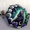 1pc Moon Wolf Compact Travel Umbrella, Automatic Folding Lightweight Windproof 8-Bone Reinforced Design,012130