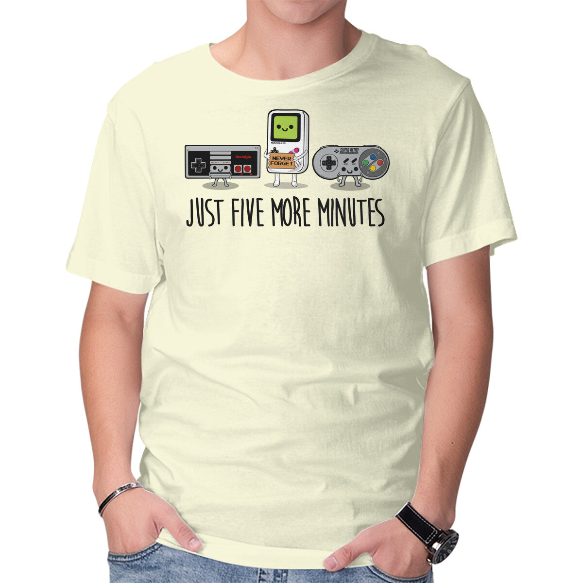 Unisex Crew Neck T-Shirt Just Five More Minutes Graphic Short Sleeve Casual Tee L