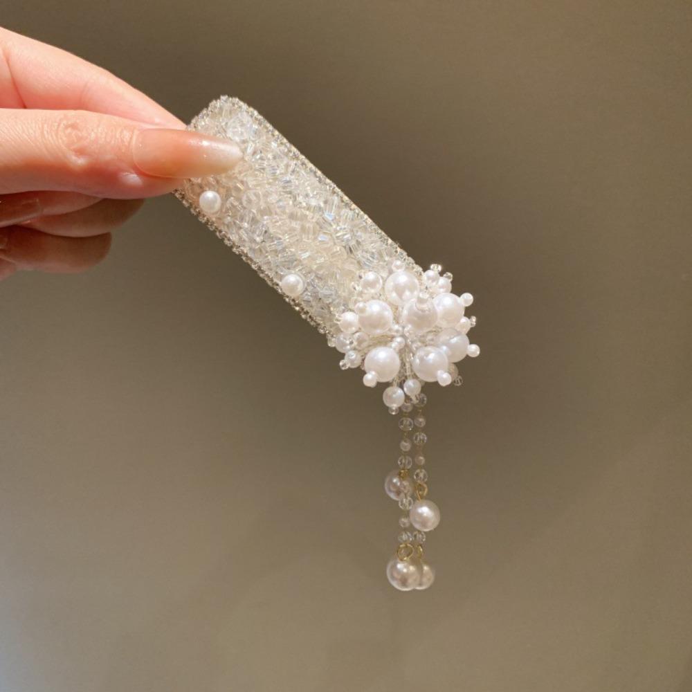 

Elegant Bling Crystal Hairpins Vintage Chinese Style Side Clip Pearl Tassel Barrettes Wedding Style4