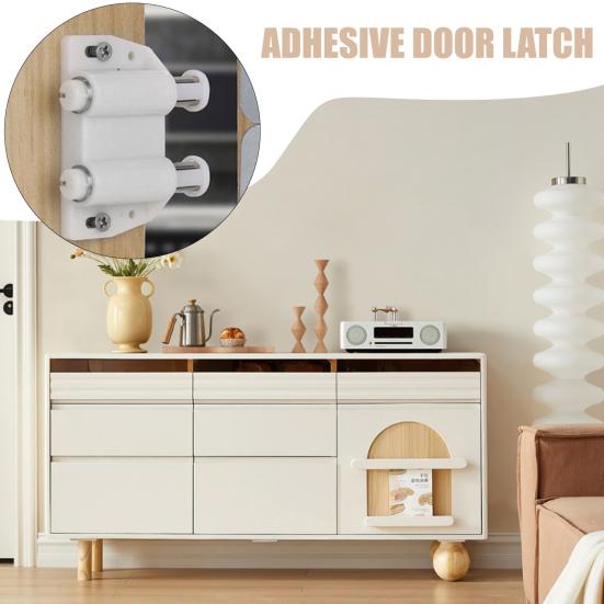 1/2/3 Sets Magnetic Glass Door Catch Latch Closure Adhesive Mounting Push Open Single Glass Door Catch with Cabinet Clamp Fit for 3-6mm Glass