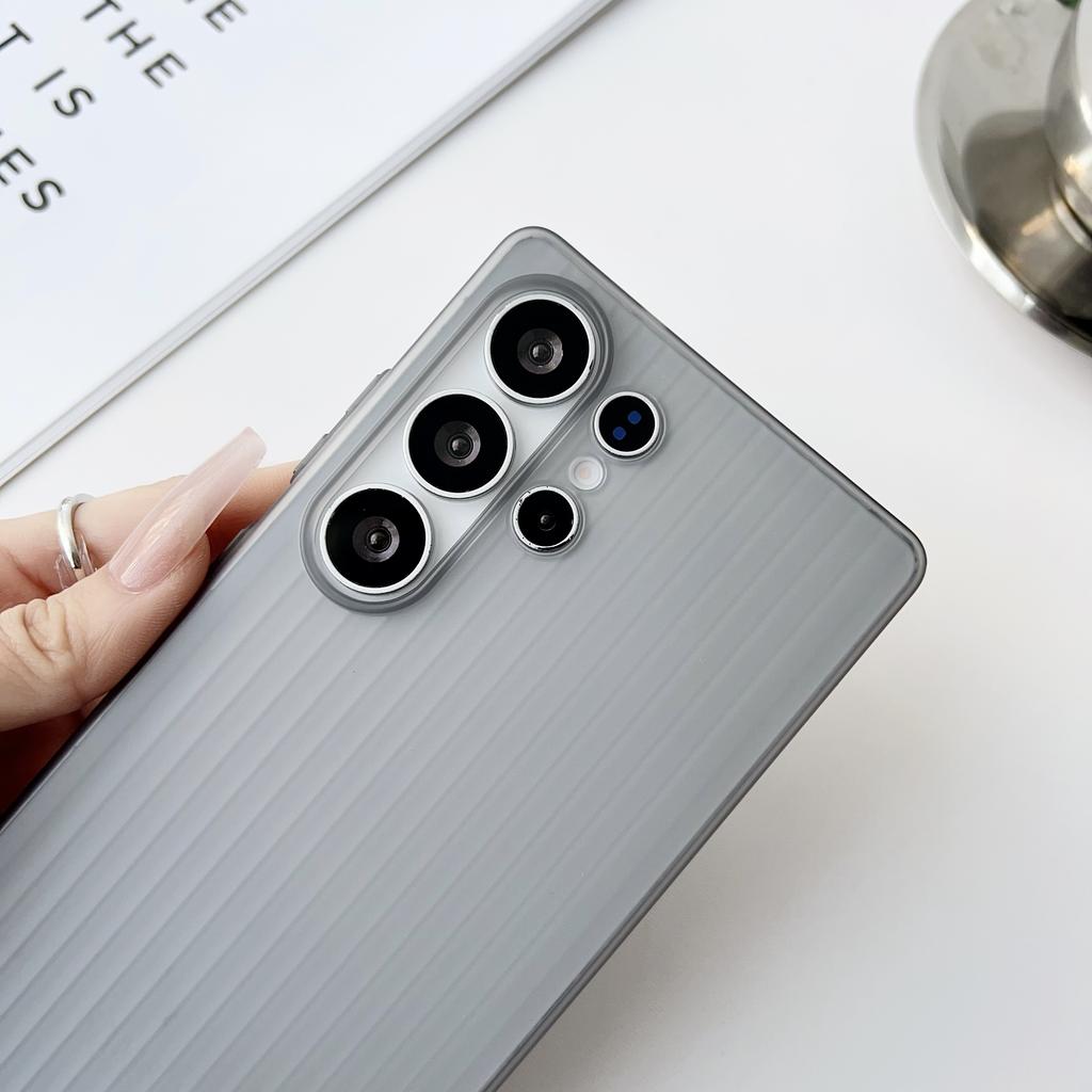 Matte Slim HD Clear Corrugated Pattern Phone Case For Samsung Galaxy S25 S24 S23 Ultra Plus Shockproof Ultra Thin Stripes Cover