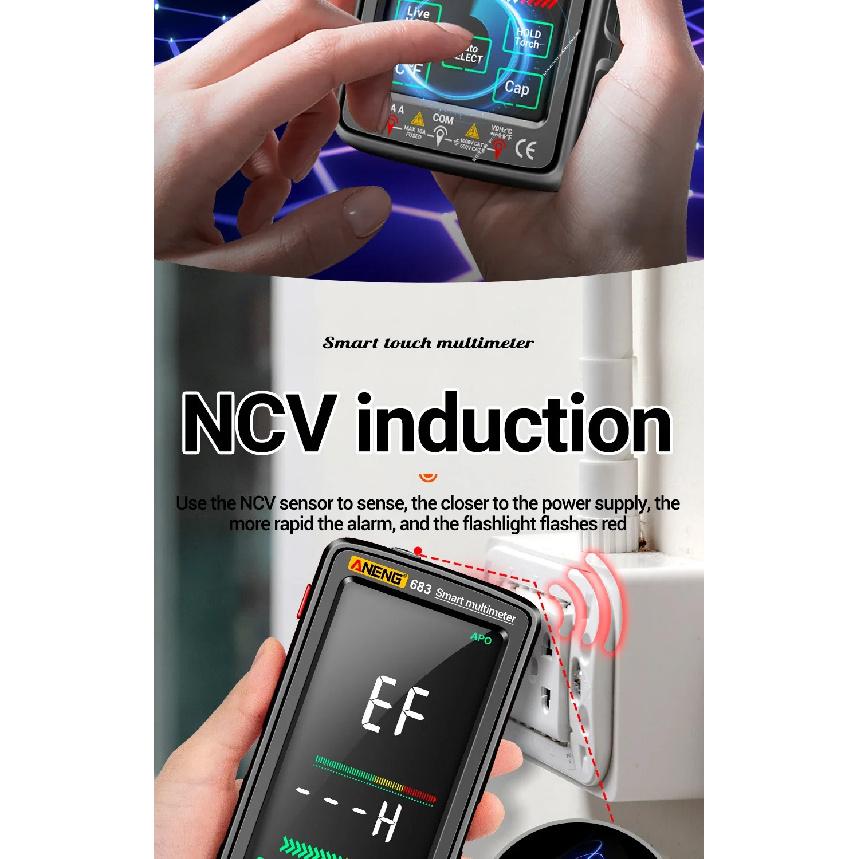 ANENG 683 Smart Multimeter Tester High-end Touch Rechargeable 6000 Counts Multimetro Test Multitester AC/DC Voltage Current Tool