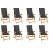 Day and Night - Day and Night Reclining Garden Chairs with Cushions 8 Pcs Solid Teak