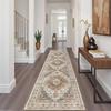 Persian Style Washable Hallway Runner Rug Entryway Corridor Anti-Slip Durable Crystal Velvet Floor Mat