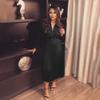 Herbst Damen Langarm V-Ausschnitt Plissiert Einfarbig Modekleid