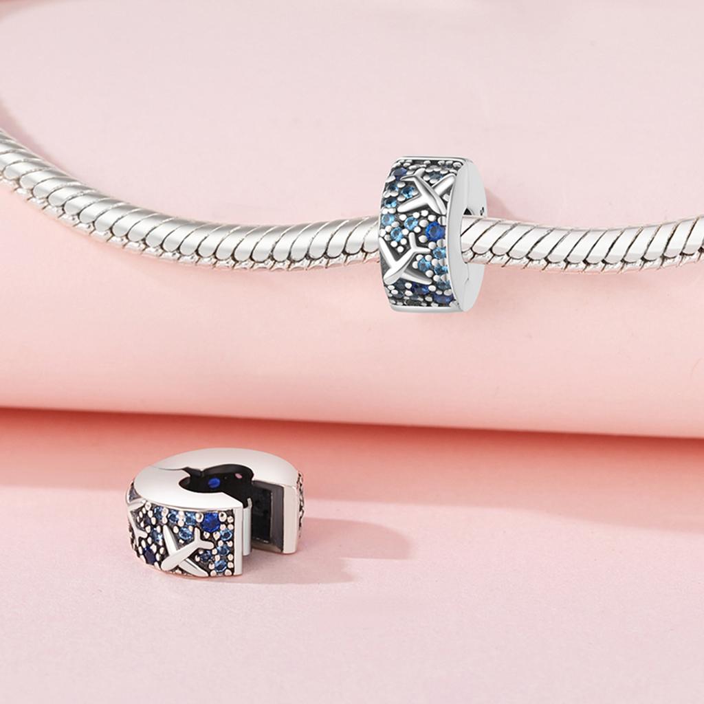 Original Copper Charms Luxury Flying Blue Zircon Beads Fit Bracelet Diy Women Making Delicate Gift Jewelry