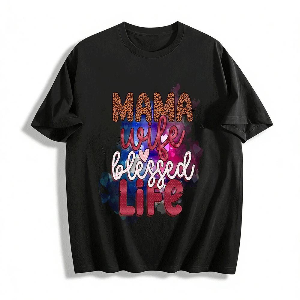 MAMA WIFE BLESSED LIFE Pure cotton T-shirt XXS