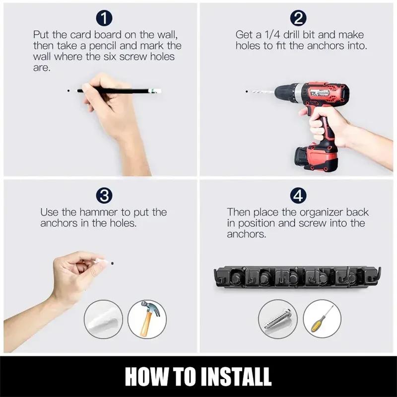 1pc Heavy Duty Mop and Broom Holder Wall Mount - Garage and Laundry Room Storage Rack