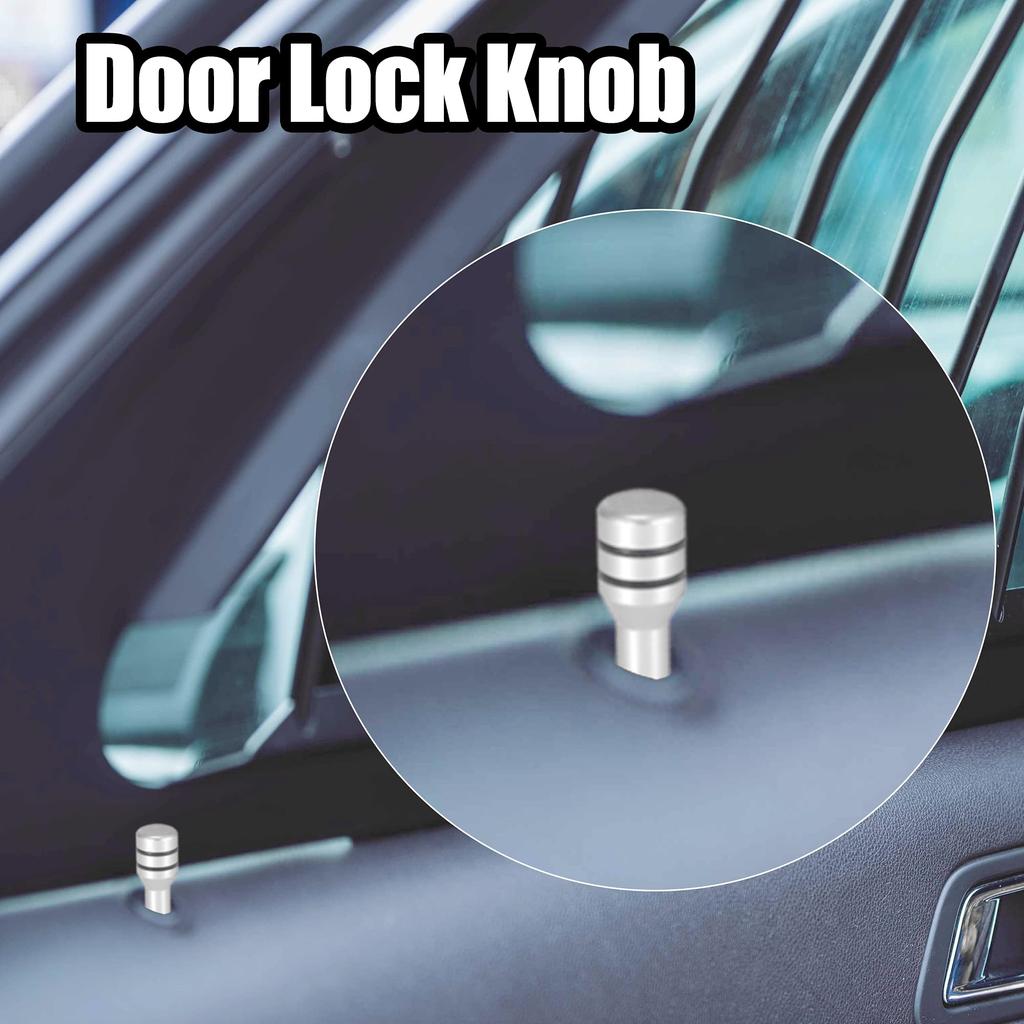 X AUTOHAUX Door Lock Knob Pull Pin Locking Door Knob for Car SUV Truck Automobile Aluminum Alloy 4pcs Silver Tone