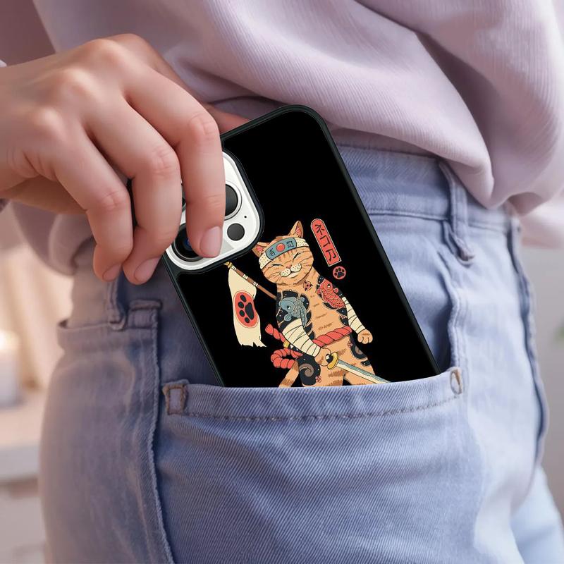 Japanese Style Ukiyo-e Cat Art Phone Case For iPhone 17 Air 15 16e 14 13 Pro Max Coque 12 11 Pro Max PLUS Cover