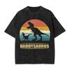 Papasaurus  Washed TShirt Mens  Vintage Casual TShirts Summer Crew Neck Novelty Tee Shirt Simple Oversized Clothing