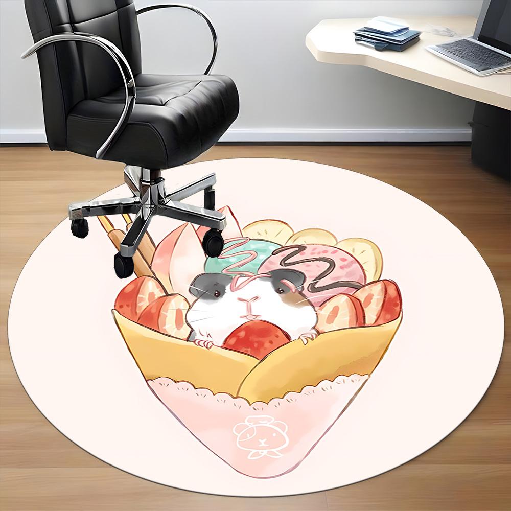 1pc Hamster Dessert Office Round Rug, Carpet for Office, Gaming, Lightweight Round Floor Mat yy260205093