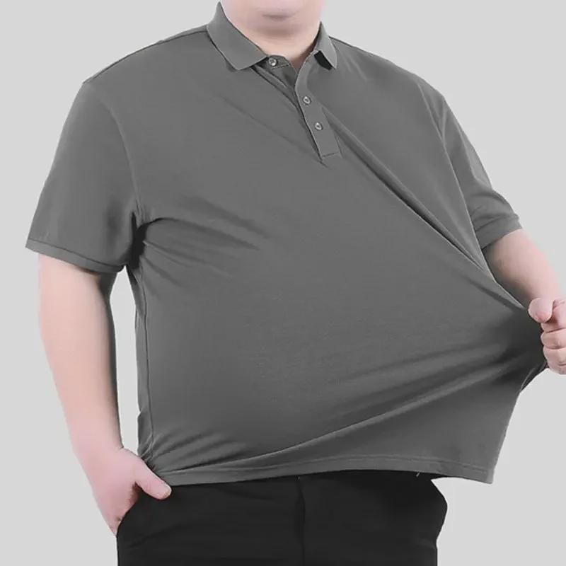 Men's Loose Thin Plus Size Polo Shirt Short Sleeved Lapel Business Top