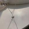 Butterfly Necklace Double Layer Rust-proof Alloy Jewelry Chain Pendant Personality Fashion Clavicle for Women