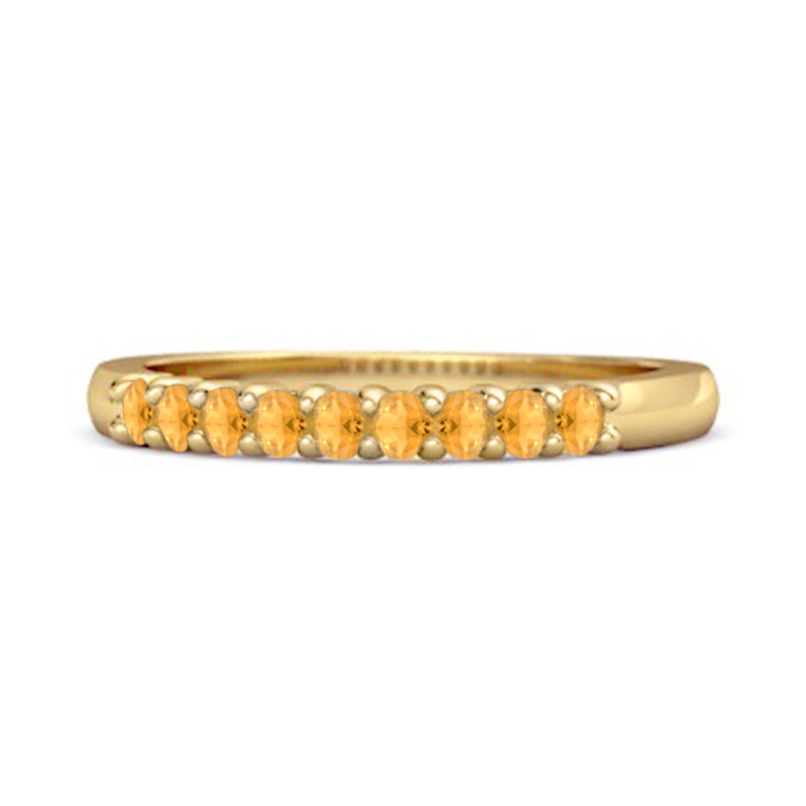 Citrine Eternity Delicate Stackable Band Ring - 925 Sterling Silver Gold Vermeil 6