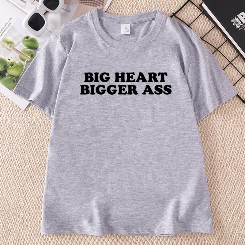 Funny Big Heart Tee Y2K Adult Short Sleeve T Shirt Unisex Causal Loose Cotton Comfortable Tshirts 90s Tshirt Streetwear Clothes