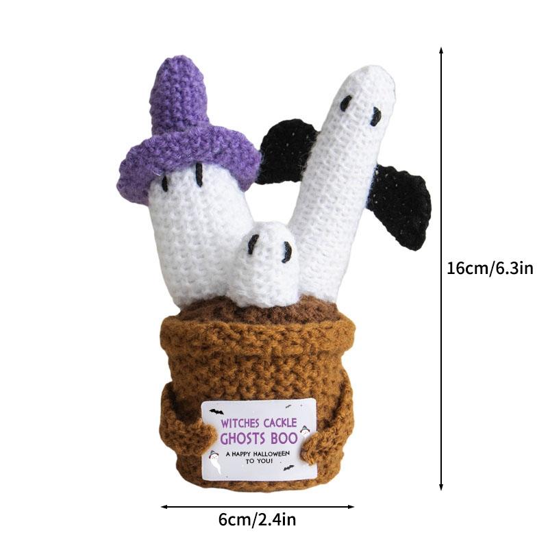 Crochet Flower Artificial Flower Potted Halloween Decoration 2025 Office Desk Accessorie Party Guests Gift Room Decor