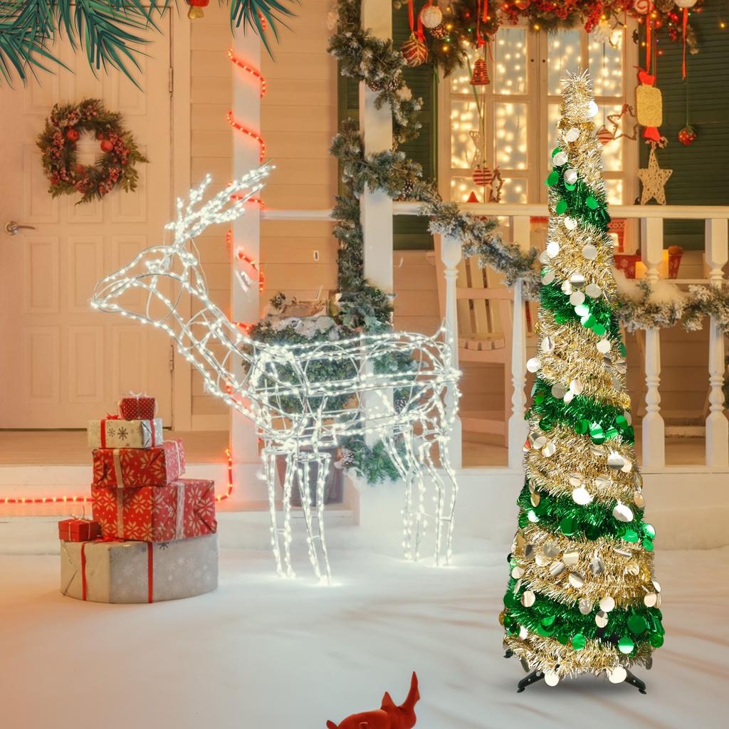 5FT Weihnachtsbaumschmuck für den Innenbereich, künstlicher Weihnachtsbaum, schmale Weihnachtsbäume oder Weihnachtsdekor für Zuhause, Zimmer, Wohnung