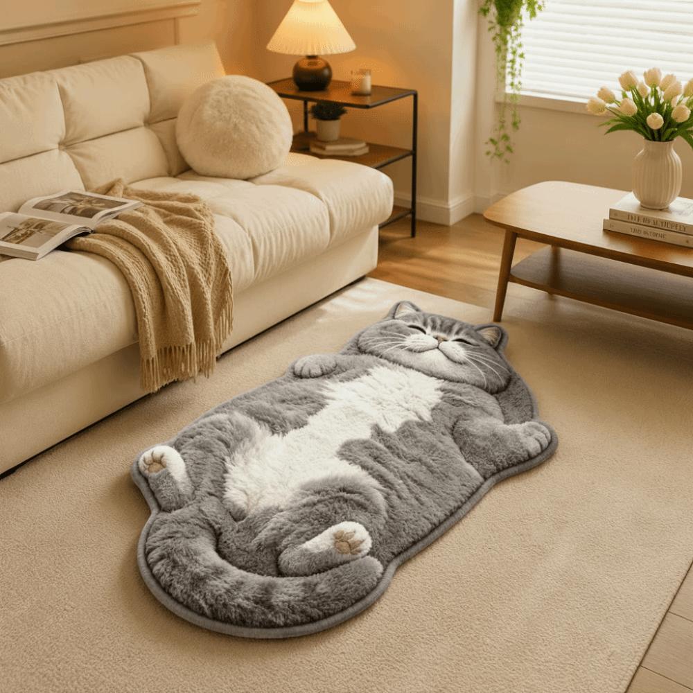 Anti-fouling Cat-Shaped Area Rug Non-Slip Cartoon Carpet Funny Home Decor Carpet  Living Rooms