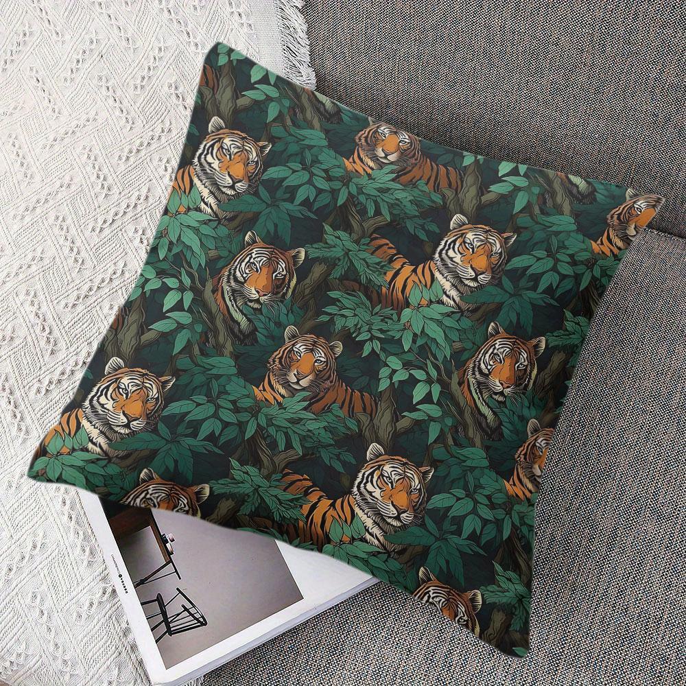 Tiger Canopy square Jacquard Pillow Cover for Sofa Office Waist Cushion Cover Home Decorative Pillowcase
