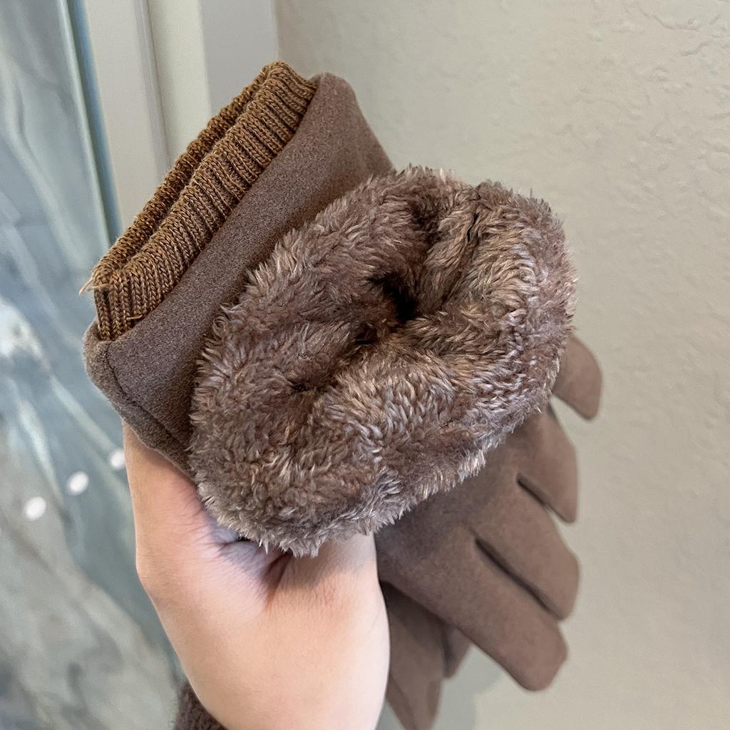 Gloves for Men  Winter Warm Velvet and Thickened Outdoor Riding Electric Bike  Windproof and Cold Proof  Touch Screen Five Finger Gloves