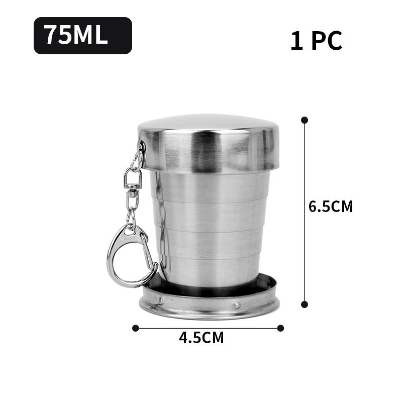 75ml/150ml/250ml Portable Stainless Steel Telescopic Folding Cup Easy Carry Key Coffee Cup Outdoor Hiking Camping Drinking Set
