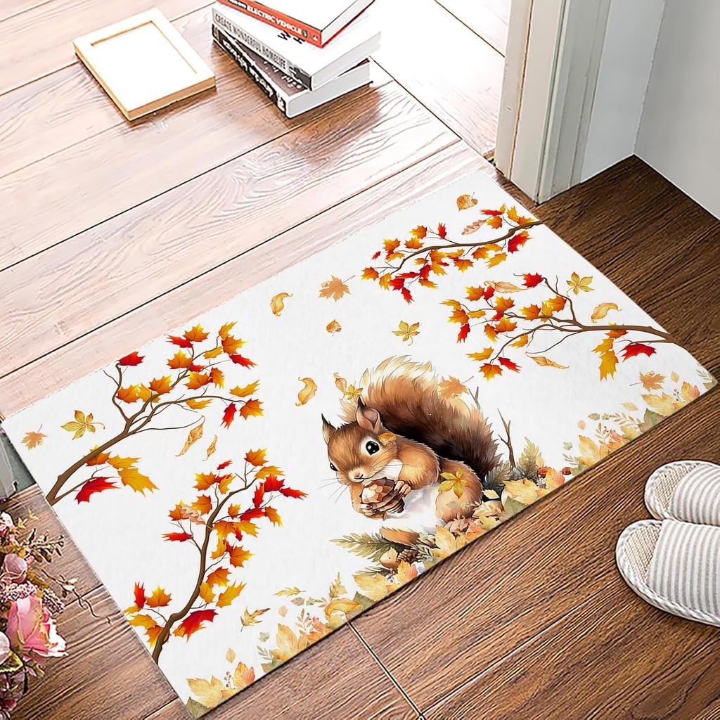 VIKAMA Autumn Harvest Pumpkin Maple Leaf Absorbent Doormat Indoor Outdoor Non-slip Entrance Small Rugs Home Decoration
