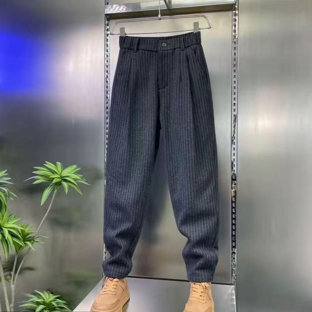 Winter New Men's Trend Versatile Business Casual Simple Hong Kong Style High-end Cold-resistant Windproof Warm Casual Pants