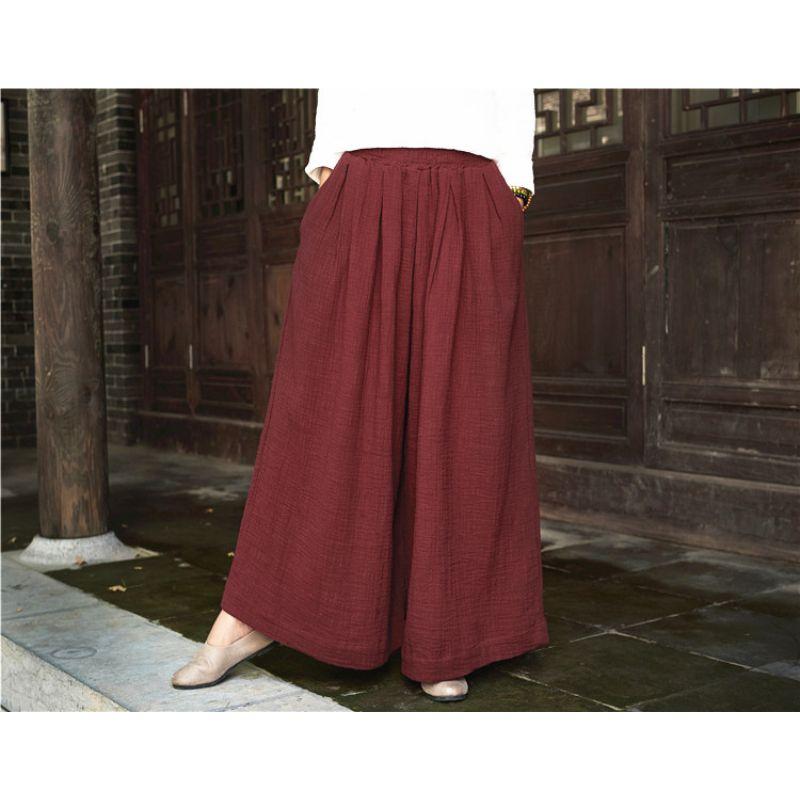 

Sale Leak-Picking ~ Counter Withdrawal Tail Order Big Brand Foreign Trade Women s Clothing Cotton Linen Plus Size Loose Pants Linen Casual Pants Skirt Burgundy M