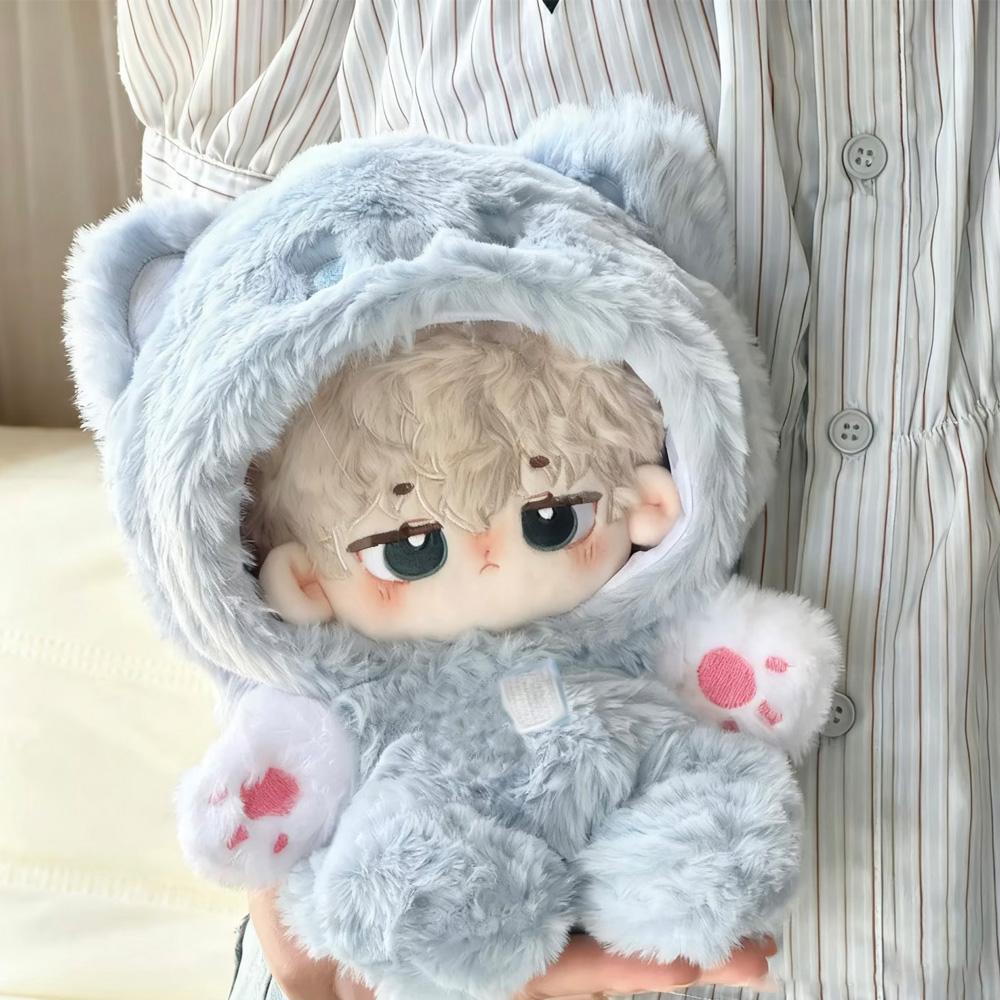 

20cm Plush Doll Clothes – New Animal Series Fluffy Bunny Hooded Jumpsuit Cute Winter Outfit for Doll, Kawaii Gift, Not Dolls