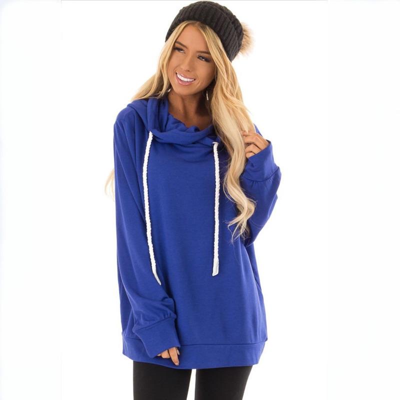 SCIONE Damen Herbst Neue Casual Mit Kapuze Einfarbig Warme Lose Pullover Pull Seil Mit Kapuze Pullover Tops