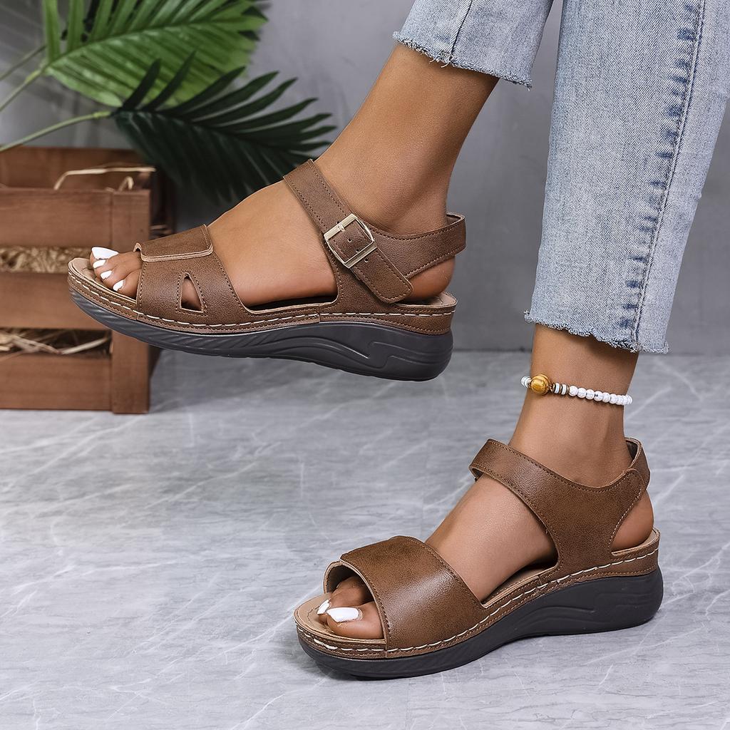 Fashion Women's Sandals Casual Summer Shoes Woman 2025 Summer Sandals Buckle Low Heels Sandals Comfortable Wedges Footwear Women