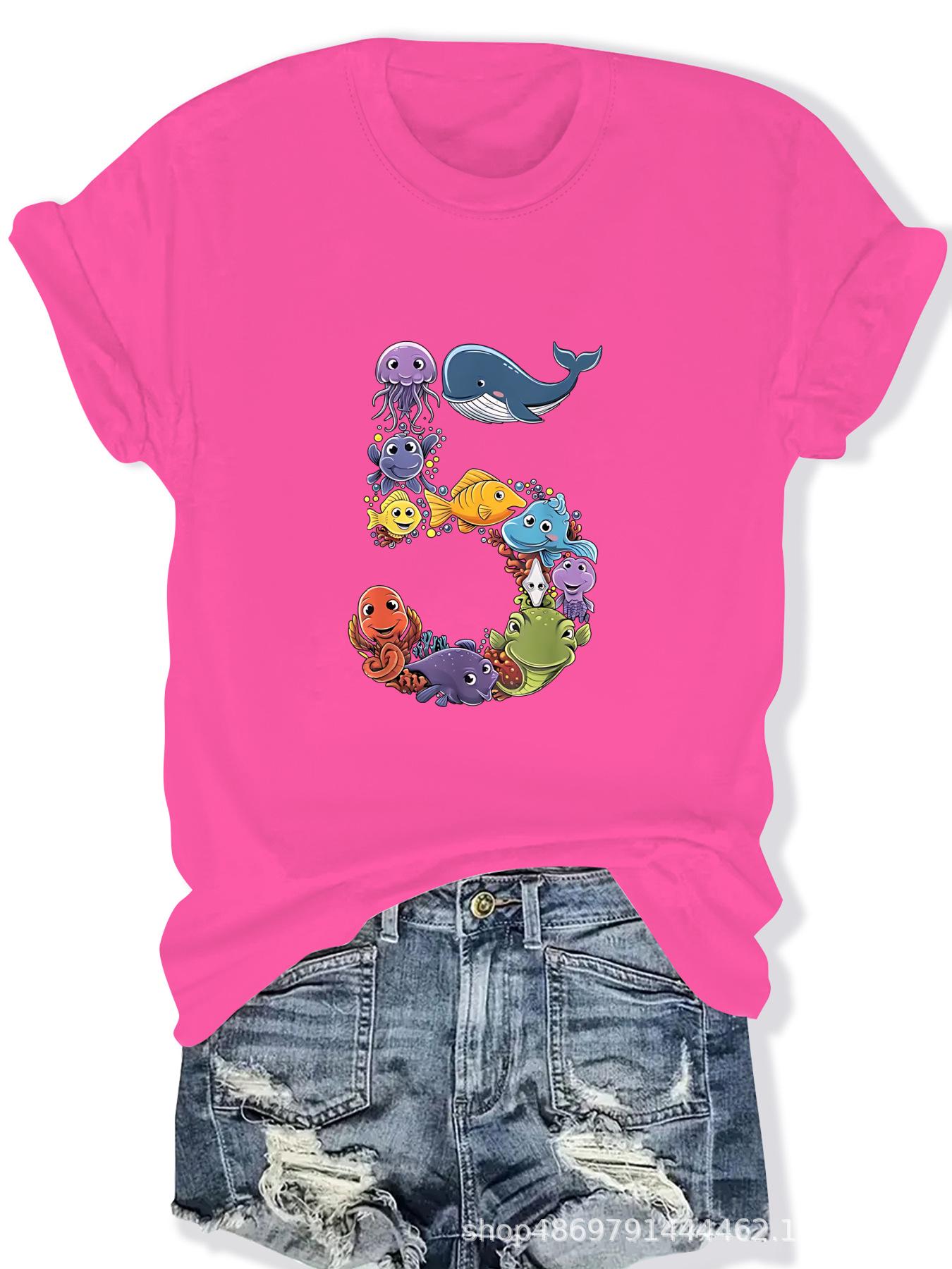 

Women s Fashion Round Neck T-Shirt for Cross-Border Trade X-Large фуксия