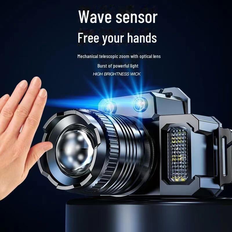 Cross-Border LED Headlamp: Long-Lasting, Rotatable Zoom, Multifunctional for Outdoor Fishing & Emergencies.