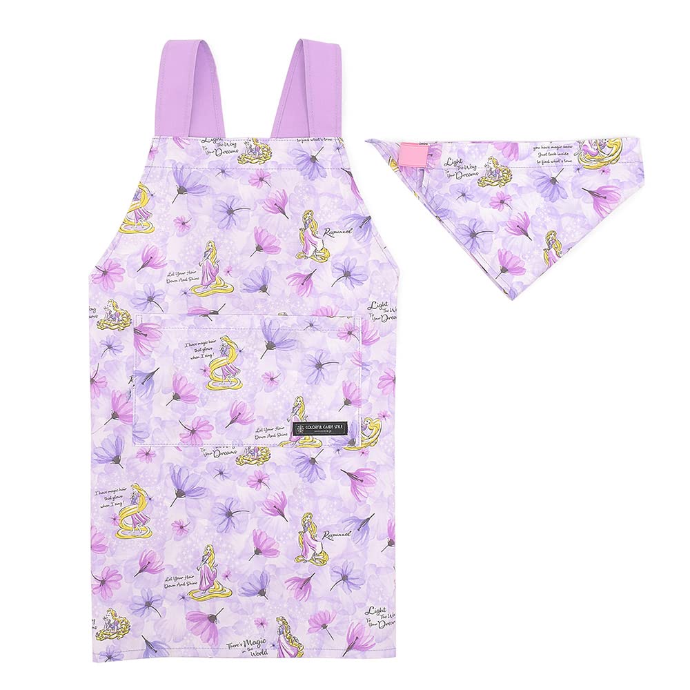 COLORFUL CANDY STYLE Disney Back Cross Apron 100-120 with Triangle Scarf for Children  Rapunzel  FASHIONABLE PRINCESS  Rapunzel  N7907310 Purple