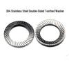 304 Stainless Steel DIN9250 Self-Locking Double-Sided Tooth Washer, Anti-Loosening & Anti-Slip, 65 Manganese Steel.