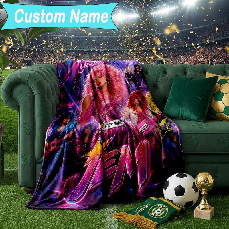 Custom Name Blanket Jem Anime Characters Blanket Bedding Blanket for Travel, Camping, Living Rooms, Offices, Sofas, Fan Christmas gift