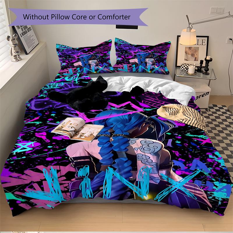 3Pcs Cyberpunk Jinx Artwork Bedding Sets For All Sizes New 3D Printed Bed Cover Comforter Duvet Cover Pillowcase Bedroom Decoration