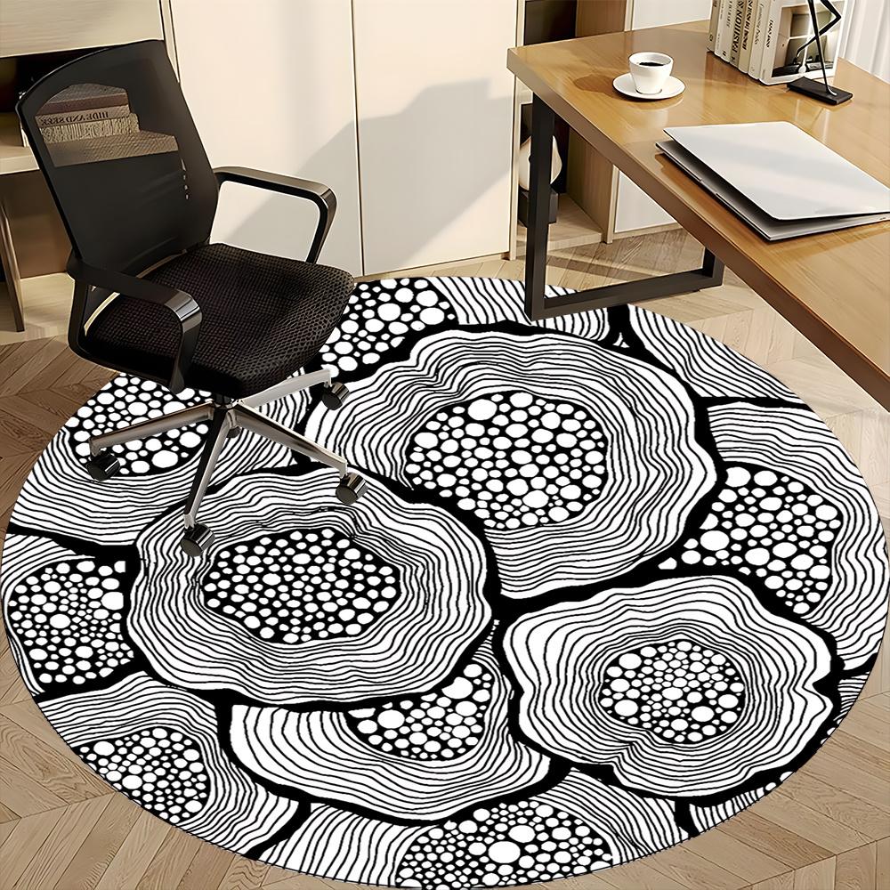 1pc Circles Patterns Office Round Area Rug, Indoor Mat Suitable ForOffice, Under Office Chairs Bedroom Living Room Home Decor, Room Deco 005