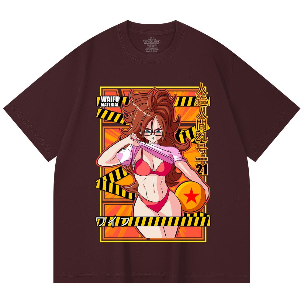 

230 Gsm 100% Cotton Dragon Ball V25 Android 21 Waifu Print Unisex Heavy Cotton T Shirt 2XL