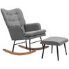 Rocker Chair With Ottoman Comfortable Up To 130 Kg Linen Look 64x89x90cm Dark Gray