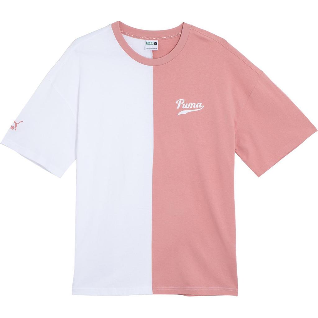 Puma Team Blocking Tee Round Neck Color Block Drop Shoulder Short Sleeve T-Shirt Men Tops Rose-Pink 537872-24