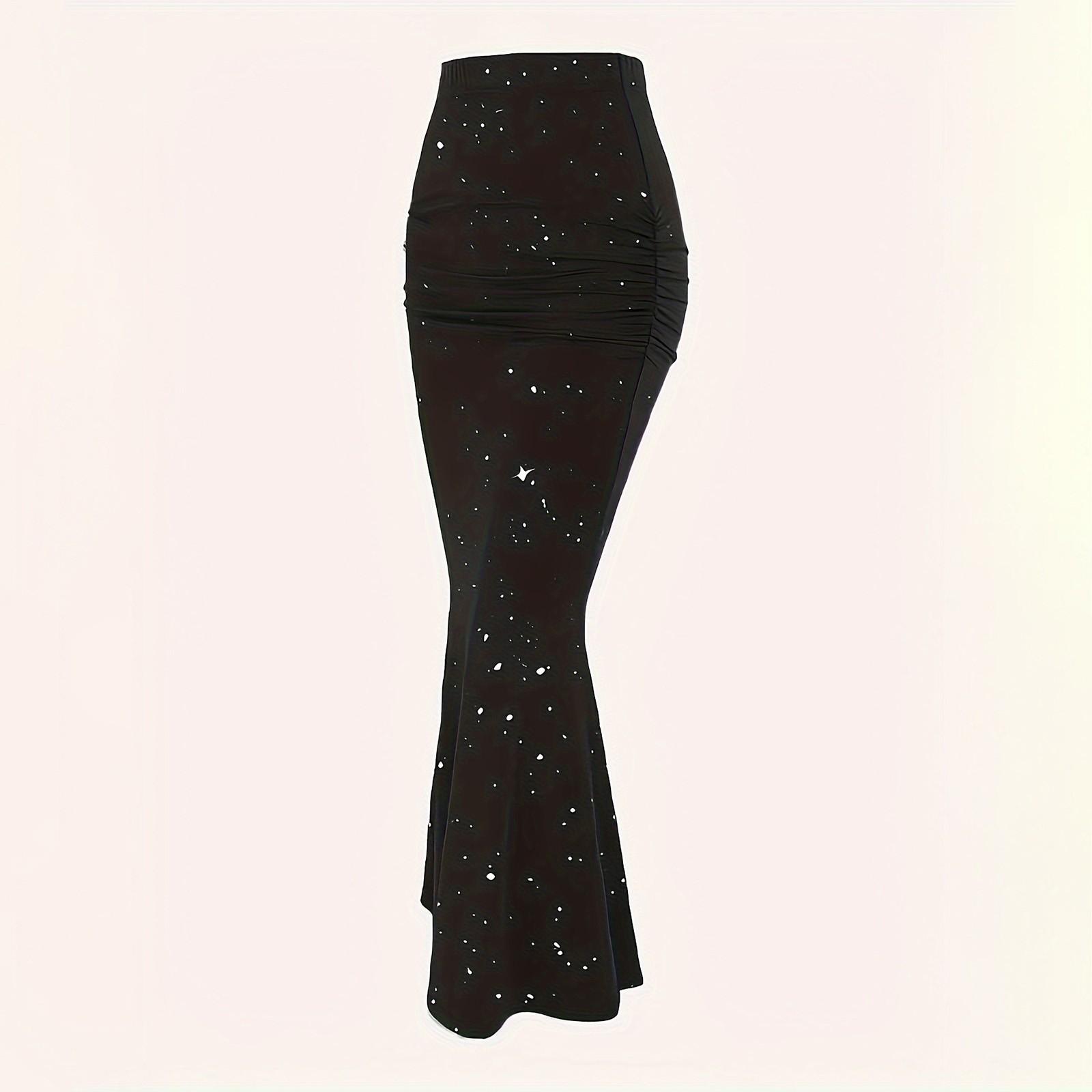 

Женская модная юбка до половины тела с блестками, тонкая трапециевидная посылка, длинная юбка-рыбий хвост в упаковке M чёрный