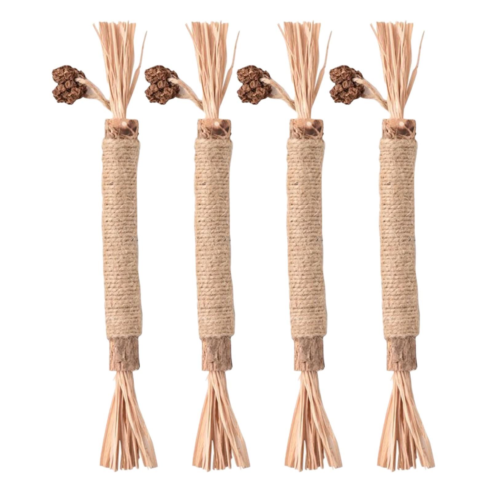 

Sisal Rope Wooden Polygonum Teasing Stick Self-height Boredom Resistant Teeth Grinding Toys Supplies One Size