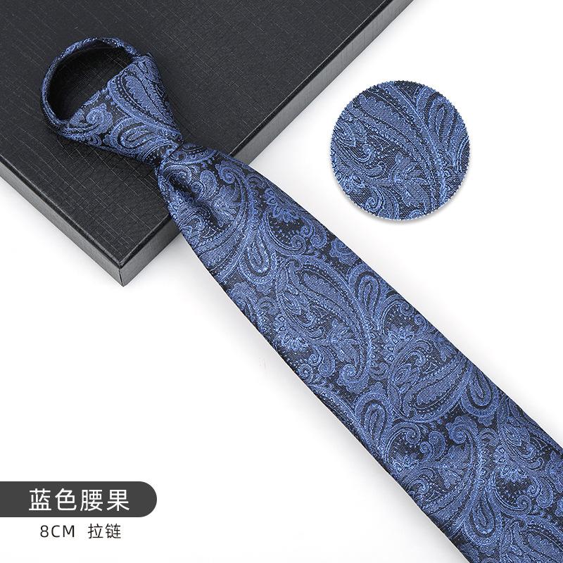 Business Blue Formal Tie Zipper Groom Wedding Korean Version Narrow Lazy Without Striped Bow Tie Plaid