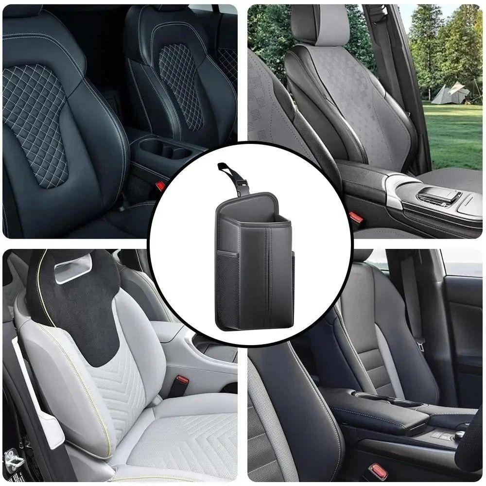 New Multi-purpose Car Seat Side Storage Bag Hanging Adjustable Auto Seat Organizer Space Saving PU Leather Car Tissue Box