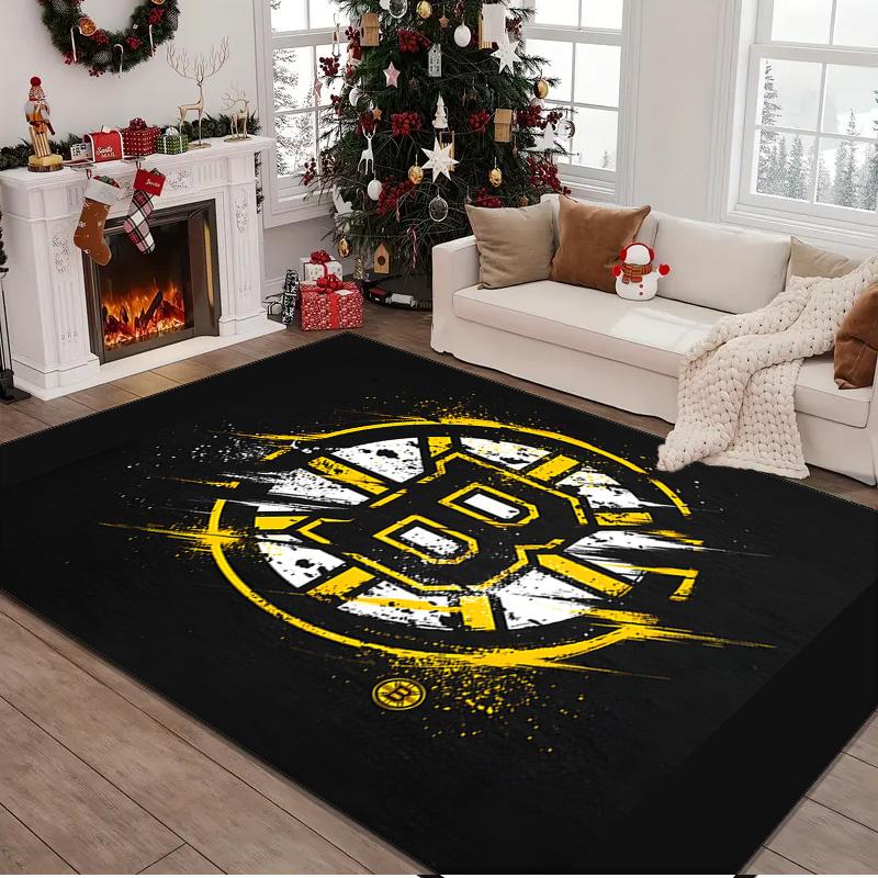 Boston Bruins Rug Area rug for Livingroom, Bedroom, Palyroom, Chair Rug, Office Rug, Floor mat, Large Size Fan Christmas Birthday gift